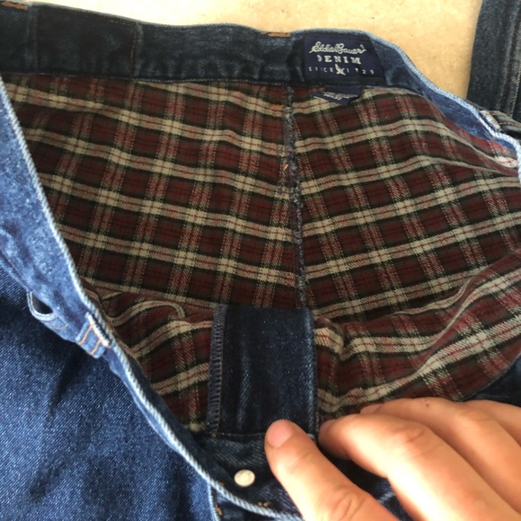 Eddie Bauer fleece lined denim pants - Picture 2 of 7